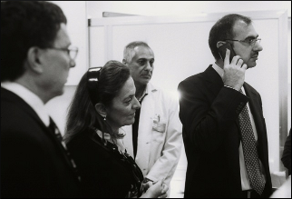 <p>Dr. Mazin Al-Jadiry, Dr. Mark W. Kieran and Dr. Anna Maria Testi with unidentified pathologist</p>